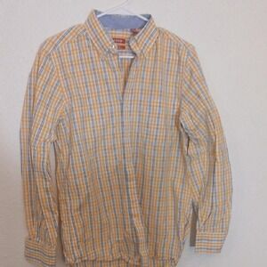 Make Offer IZOD Yellow and Blue Checkered Shirt